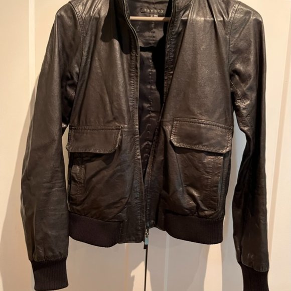 Theory Women's Belare L Meet Full Zip Leather Jacket - Small - Picture 4 of 5